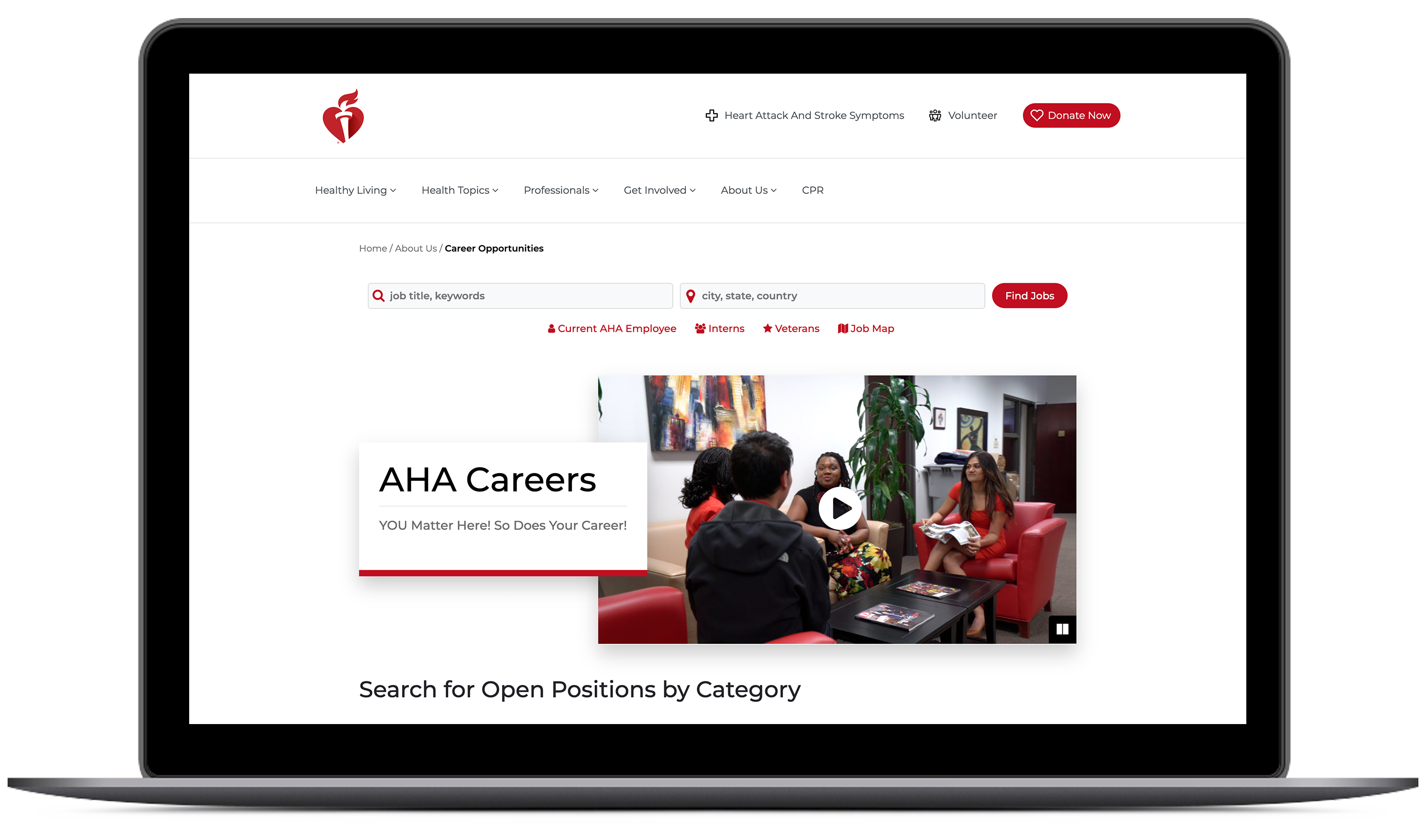 American Heart Association careers website by Recruit Rooster