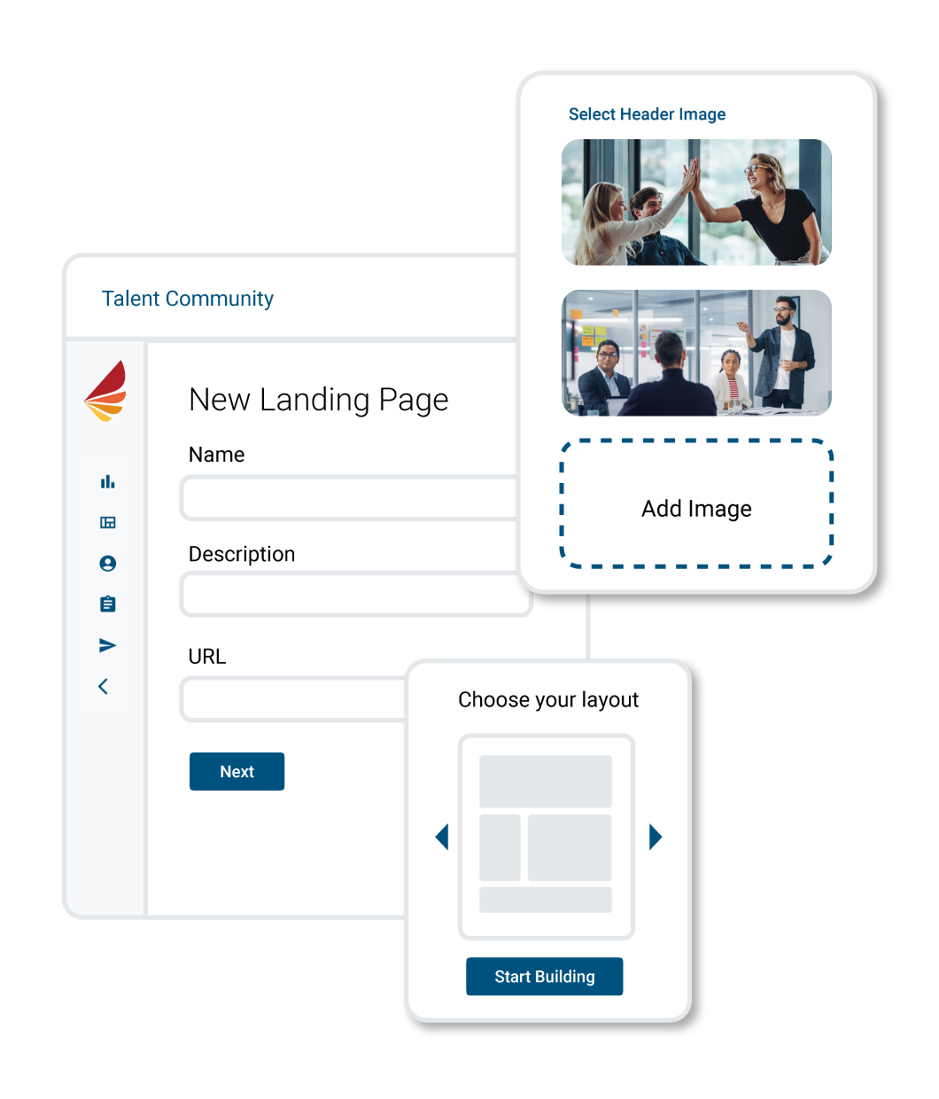 Recruitment marketing landing page builder in Talent Community CRM